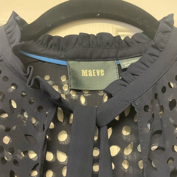 NWOT Anthropologie Luca Tie-Neck Blouse, by Maeve - Navy Size 6 - Picture 8 of 9